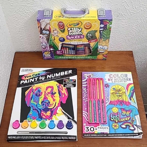 Crayola Art Skills 3pc Children's Coloring Book Marker Crayon Easy Painting Set - Picture 2 of 15